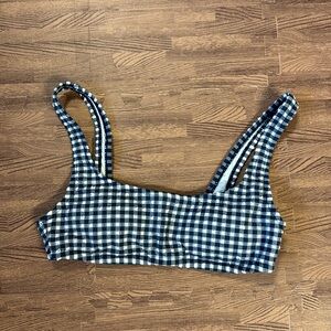 J. CREW MEDIUM BLUE AND WHITE BIKINI TOP (WITH PADDING)